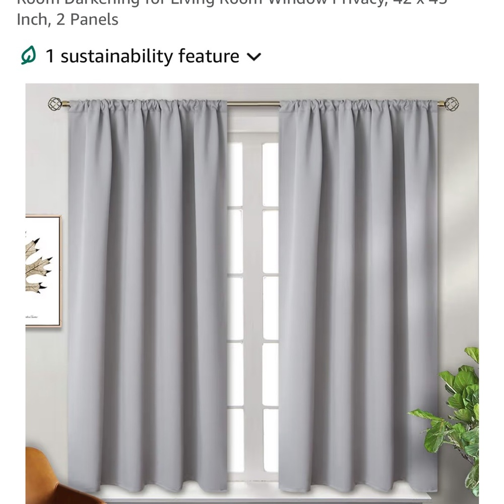 Elegant Gray Room Darkening Curtains - 42”W x 45”L (4 panels) - Bin 1